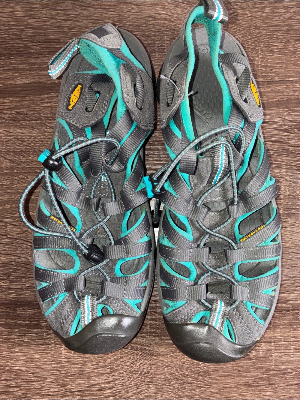 Pre Owned KEEN Women's Gray & Teal Outdoor Water Sandals 8.5